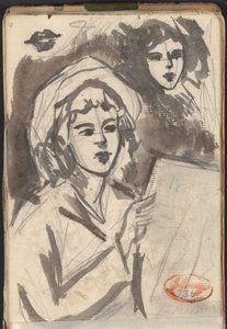 Čtoucí žena a studie obličeje od George Romney