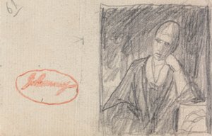 Žena opírající si hlavu o ohnutou ruku od George Romney