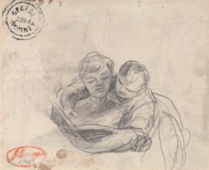Žena, která učí dítě číst od George Romney