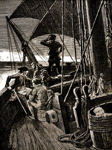Jim Hawkins vyslechne rozhovor, který odhalí pirátskou vzpouru. od George Roux