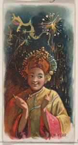 Čínský Nový rok, ze série Holidays N80 pro cigarety značky Duke, 1890., 1890. od George S. Harris and Sons