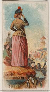 Derby Day, Anglie, ze série Holidays N80 pro cigarety značky Duke, 1890., 1890. od George S. Harris and Sons