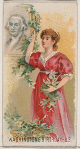 Narozeniny George Washingtona, Spojené státy americké, ze série Holidays N80 pro značku Duke..., 1890.