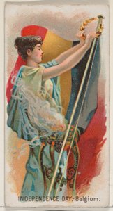 Den nezávislosti, Belgie, Rakousko, ze série Holidays N80 pro cigaretu značky Duke..., 1890.