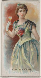 Nový rok, Spojené státy americké, ze série Holidays N80 pro cigarety značky Duke, 1890., 1890