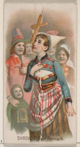 Shrove-Tide, Dánsko, ze série Holidays N80 pro cigarety značky Duke, 1890., 1890. od George S. Harris and Sons