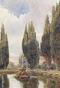 Italské zahrady: Il Laghetto, Villa Falconieri (barevná litografie) od George Samuel Elgood