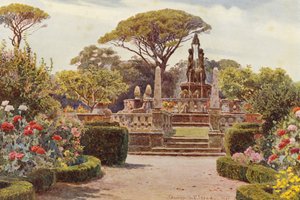 Italské zahrady: Villa Lante in Bagnaja (barevná litografie)