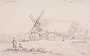 Pohled na mlýn s větrným mlýnem na Blackheath, Greenwich, Londýn, 1833
