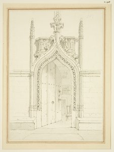 Doorway of Vestry Room of St Mary Redcliffe, c.1812 (tužka a akvarel na papíře) od George Shepherd