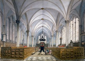 Vnitřní pohled na chrám Temple Church, Londýn, 1811. od George Shepherd