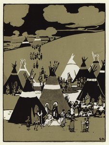 Večer přišli do tábora (barva litho) od George Sheringham