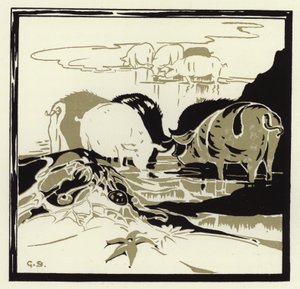Prasata přišla chrochtat přes písek (barva litho)