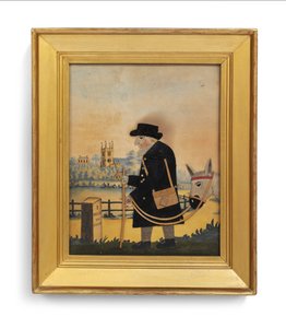 Starý Bright pošťák vedoucí osla, s kostelem Frant v dálce, kolem roku 1840 od George Smart