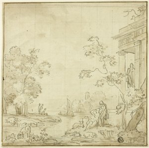 Přístavní scéna s postavami, chrám od George Smith of Chichester