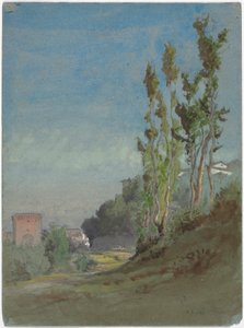 Albano, Itálie, asi 1872 (akvarel s kvašem nad grafitem) od George Snr. Inness