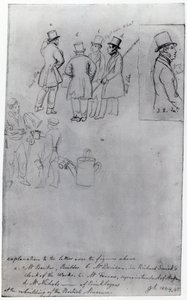 Stavitelé a zeměměřiči při přestavbě Britského muzea, 1844 (tužka na papíře) od George Snr Scharf
