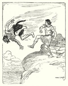 Theseus: „Skopl ho přes útes do moře“ (litho) od George Soper