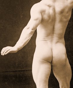 Eugen Sandow, v klasické starověké řecko-římské póze, detail fotografie DGC 1073442 c.1894 bw