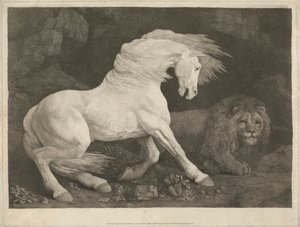 Kůň vystrašený lvem od George Stubbs