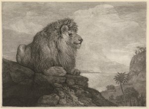 Lev [Lev spočívající na skále] od George Stubbs