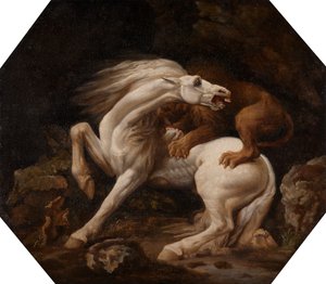 Kůň napaden lvem Epizoda C, mezi 1768 a 1769. od George Stubbs