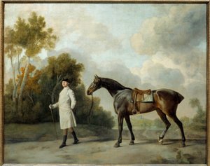 Portrét Asshetona, prvního vikomta Curzona a jeho obraz Mare Maria od George Stubbse (1724-1806) Sun. 1x1,28m od George Stubbs