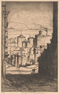 V San Franciscu, kolem roku 1911 (mezzotinta) od George Taylor Plowman
