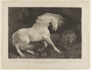 Kůň vystrašený lvem podle George Stubbse (1724-1806)