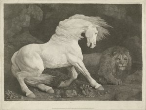 Kůň a lev, 1770 (mezzotinta)