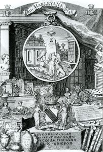 Knihovna lorda Harleye, 1741 od George Vertue