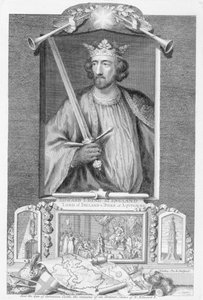 Edward I. (1239-1307) anglický král z roku 1272, podle zbytků sochy, vyryto umělcem (rytina) od George Vertue