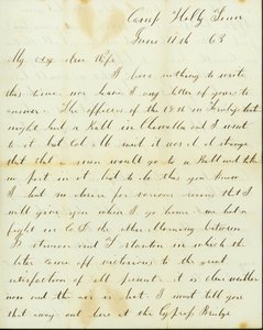 Dopis George Wyckoffa, Camp Holly, Tennessee, Josephine, 11. června 1863 od George W. Wyckoff