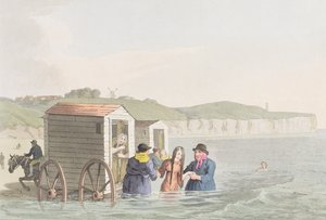 Koupání v moři v zátoce Bridlington, z knihy "Costumes of Yorkshire", autor George Walker