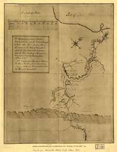 Mapa George Washingtona, která doprovází jeho "deník do Ohia", 1754. LOC 99446116 od George Washington