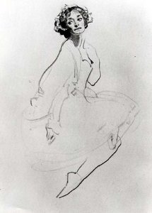 Studium baletního tanečníka, c. 1911 (křída na papíře) (čb foto) od George Washington Lambert