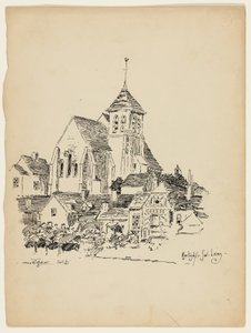 Kostel v Montigny-Sur-Loing, Francie, cestovní skica od George Washington Maher