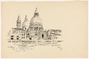 Sta. Maria della Salute, Benátky, Itálie, cestovní skica od George Washington Maher