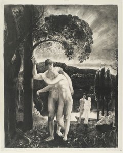 Amour, série Muži jako bohové, 1923 (litho na tkaném papíře) od George Wesley Bellows