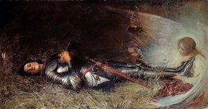 Stoletá válka: „Spánek Johanky z Arku (1412-1431) ve vězení““ Obraz William George Joy (1844-1925) 1895