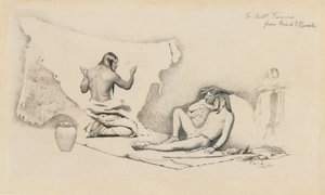 Studie k příběhu spisovatele, kolem roku 1884 (tužka a inkoust na papíře) od George de Forest Brush or Brusch