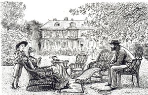 Rytina zobrazující typický proutěný nábytek. Ilustroval George du Maurier (1834-1896), francouzsko-britský karikaturista a spisovatel od George du Maurier