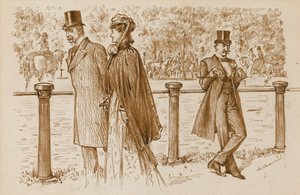 En Passant: To je Bounderson, že? Měl být utopen jako štěně!, Punch Magazine, 23. července 23 1892 (pero a sépiový inkoust na papíře) od George du Maurier
