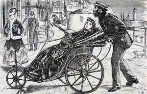 Patrick, tlačí dámské křeslo od George du Maurier