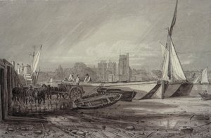 Lambethský palác a kostel z Millbank od George the Younger Barret