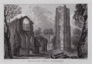Fountains Abbey, Yorkshire (rytina) od George the Younger Cuitt