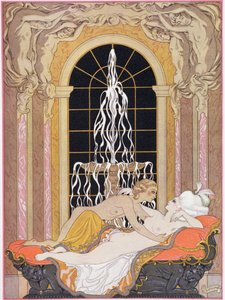 Ilustrace z „Les Liaisons Dangereuses“ od Pierra Choderlose de Laclose (1741-1803) vydané v roce 1929 (tisk šablony)