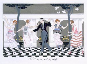 Láska je slepá, vyryl Henri Reidel od Georges (after) Barbier
