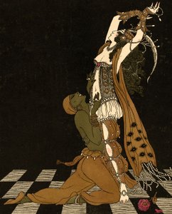 Václav Nižinskij a Ida Rubinstein v Schéhérazade od Georges (after) Barbier