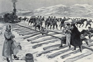 RUSKO. Přejezd jezera Bajkal (rytina) od Georges (after) Conrad